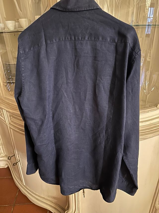 Camicia di lino blu