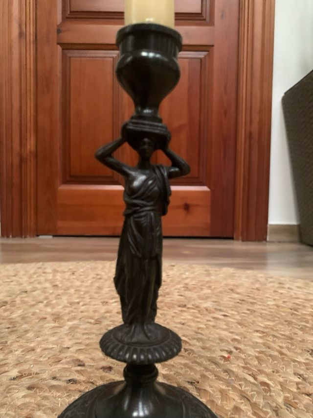 Candelabros de metal y mármol vintage