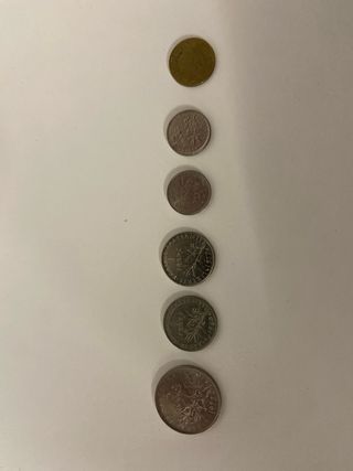 Monedas Francos Franceses. Lote 6 monedas