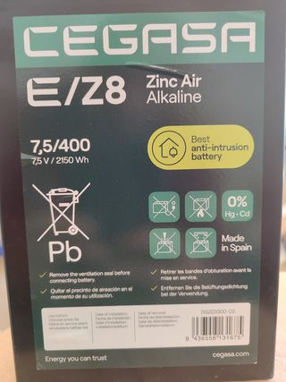 Bateria Cegasa E/Z8 7.5/400 330Ah 2150Wh