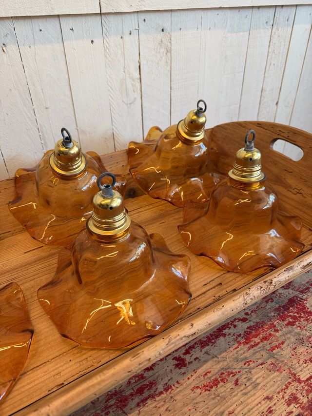 Candeeiro vidro ambar vintage