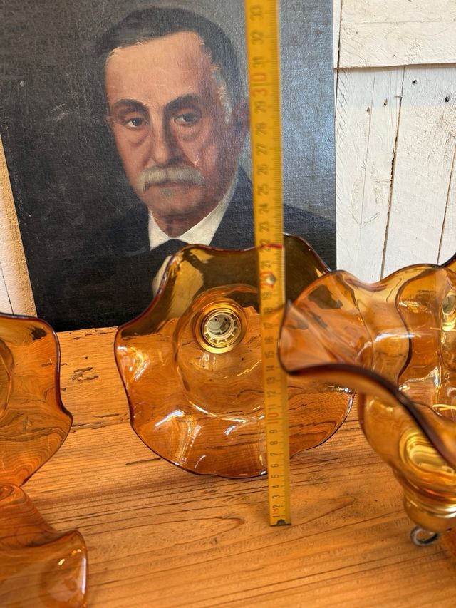 Candeeiro vidro ambar vintage