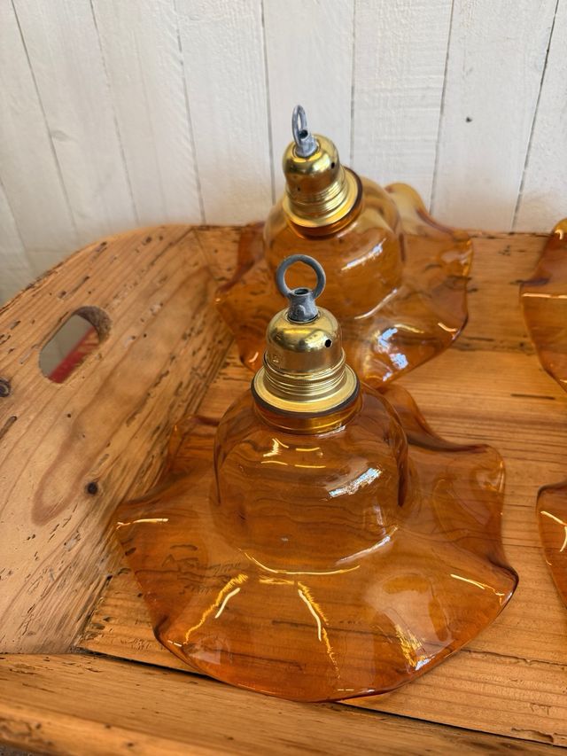 Candeeiro vidro ambar vintage