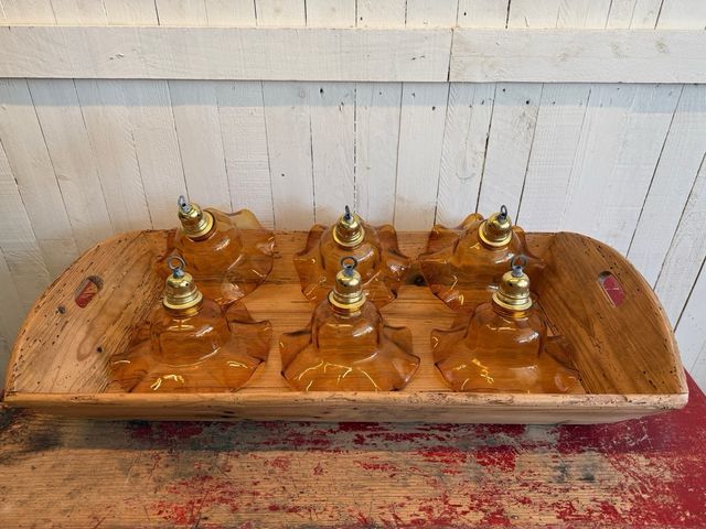 Candeeiro vidro ambar vintage