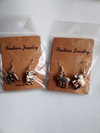 Pendientes bisutería elefante suerte