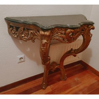 Consola de madera y mármol