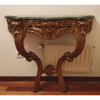 Consola de madera y mármol
