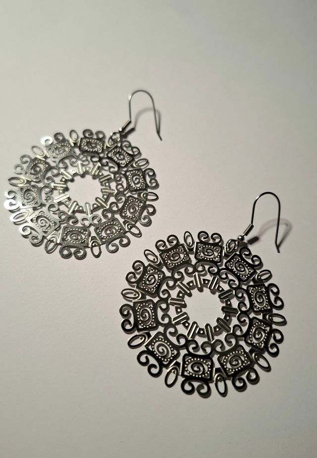 Pendientes MANDALA de acero inoxidable con gancho