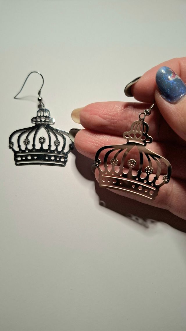 Pendientes corona de acero inoxidable, joyeria