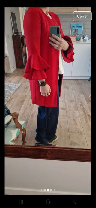 Abrigo chaqueta fiesta coctel Zara talla M rojo