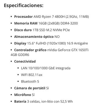 Portatil HP Omen 15 Ryzen 7