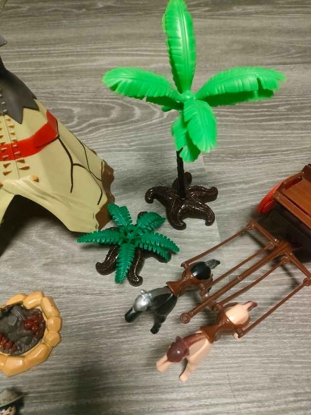 SUPER LOTE TIPO PLAYMOBIL VAQUEROS INDIO