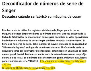 Máquina de coser SINGER de 1922