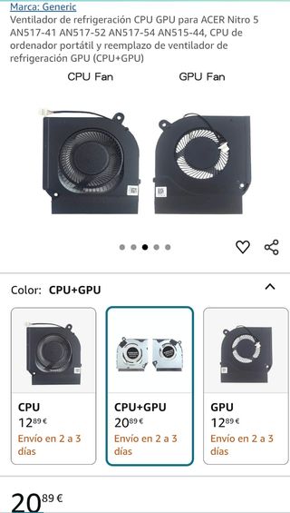 Ventiladores de repuesto para CPU