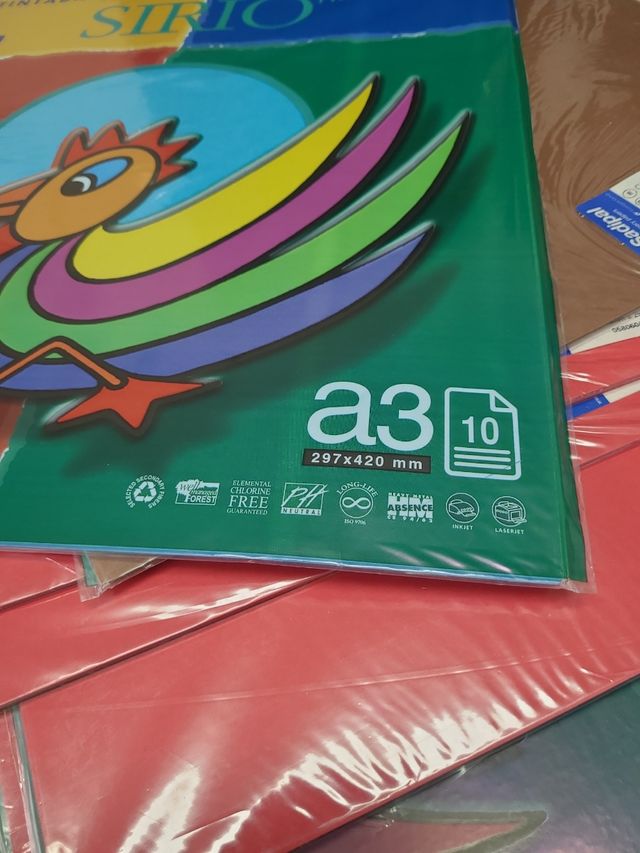 Cartulinas color sirio a3 2.00 por paquete