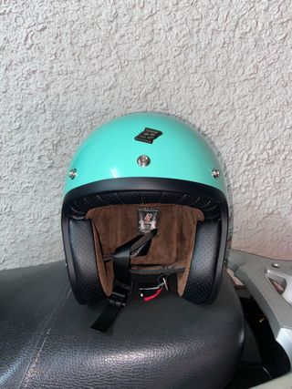Casco Jet abierto turquesa