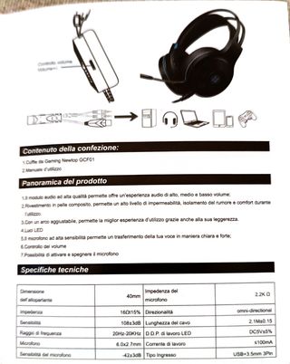 Cuffie per gaming Newtop GCF01 