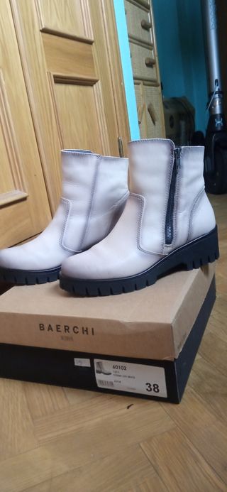 Botas Baerchi piel blancos-Beige y negros  
