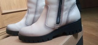 Botas Baerchi piel blancos-Beige y negros  