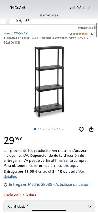Estantería plástico negra pequeña