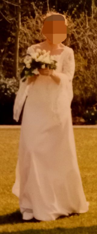 ABITO DA SPOSA STILE IMPERO CON PIZZO E SETA