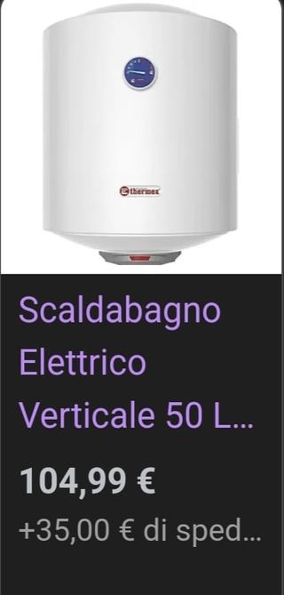 Boiler capienza 50 l.