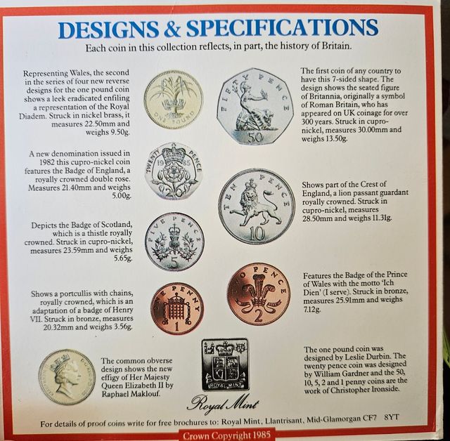 Colección de monedas Reino Unido 1985