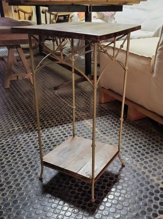 PEANA de METAL Y MADERA, VINTAGE 30x30x60cm