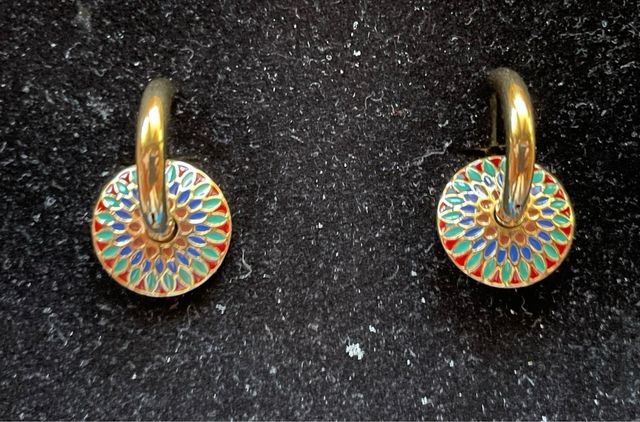 Conjunto collar y pendientes círculos esmaltados