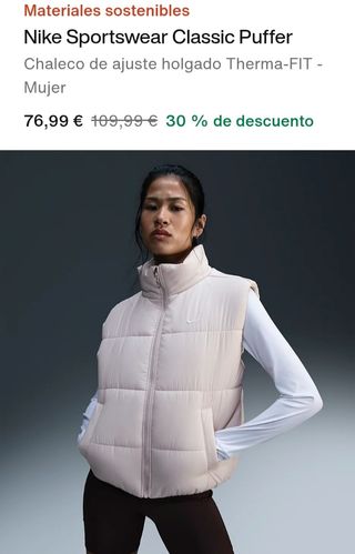 Chaleco Plumas Nike Mujer