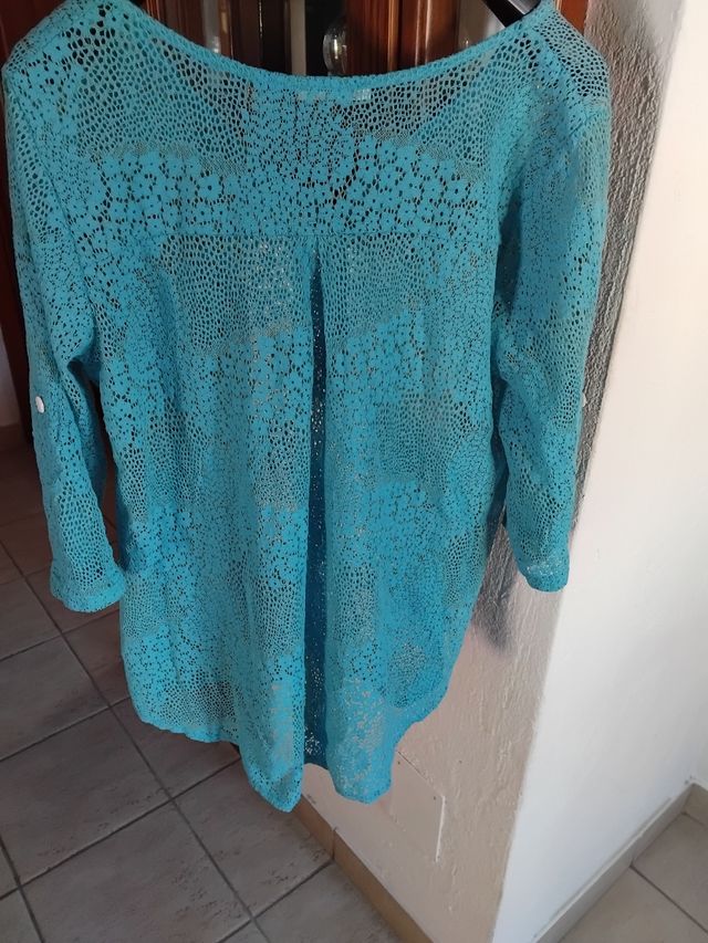 Blusa in pizzo di cotone tg L italiana 