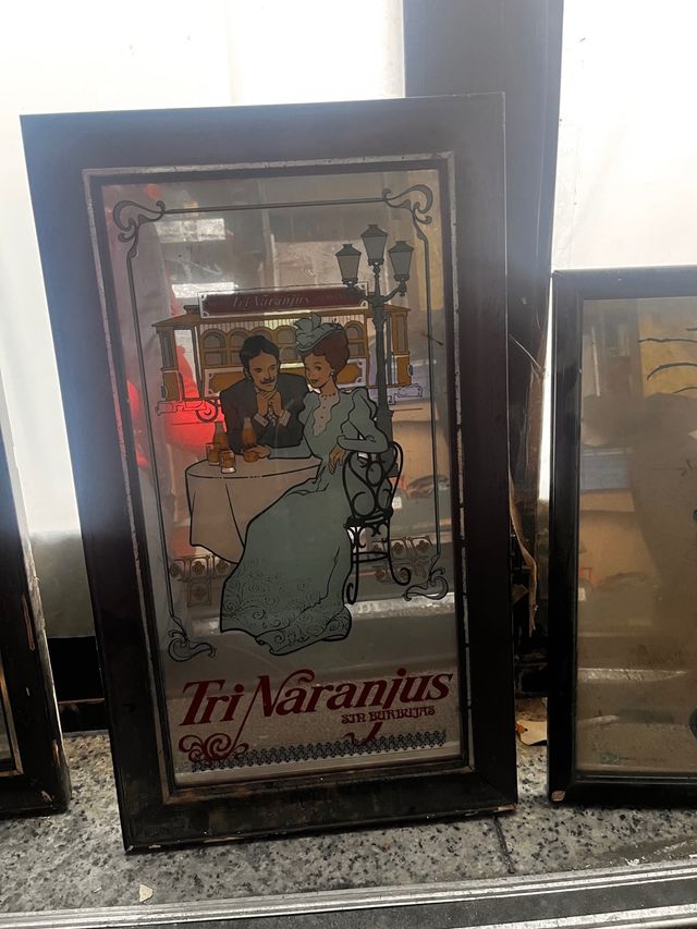 Cuadro espejo vintage trinaranjus sevenup