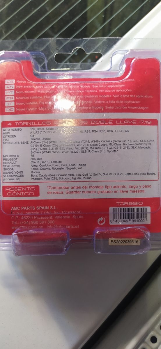 Tornillos de seguridad llantas