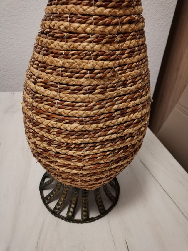 JARRÓN DE FORJA Y MIMBRE GRANDE