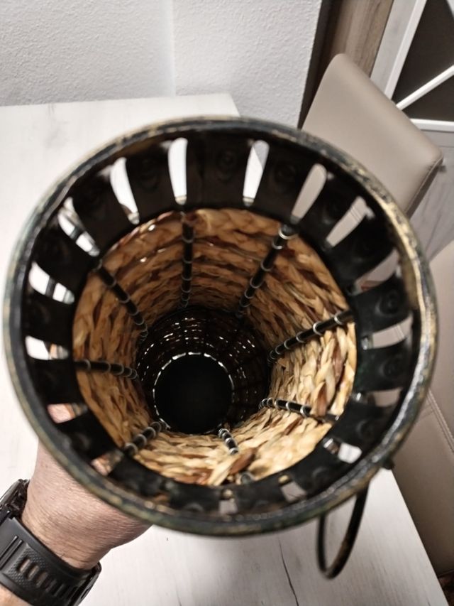 JARRÓN DE FORJA Y MIMBRE GRANDE