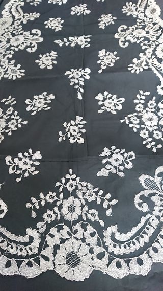 Mantilla plateada sobre tul negro, rect
