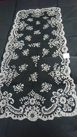 Mantilla plateada sobre tul negro, rect
