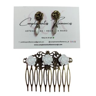 Pendientes niña bronce y nácar