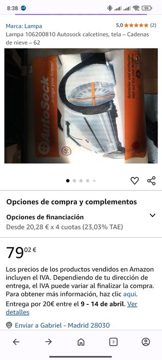Cadenas nieve tela Premium, AUTOSOCK 62
