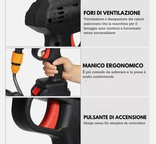 Idropulitrice Elettrica 2 Batteria Auto Giardino