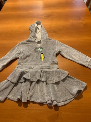 Vestitino bimba Grigio con Cappuccio Ele-Baby 18m