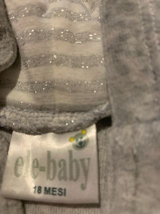 Vestitino bimba Grigio con Cappuccio Ele-Baby 18m