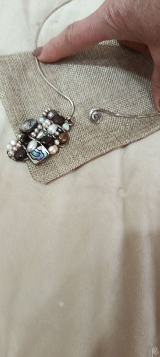 Gargantilla de plata con perlas naturales,artesana