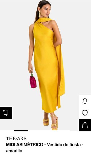 Vestido de fiesta, color amarillo midi