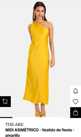 Vestido de fiesta, color amarillo midi