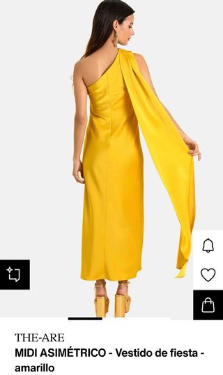 Vestido de fiesta, color amarillo midi
