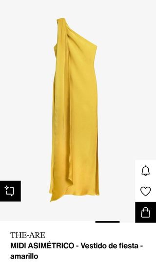 Vestido de fiesta, color amarillo midi