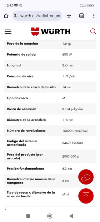 Radial Neumática WURTH
