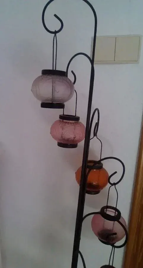 Rebajado: portavelas farolillos de forja y vidrio