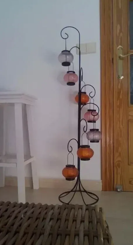 Rebajado: portavelas farolillos de forja y vidrio